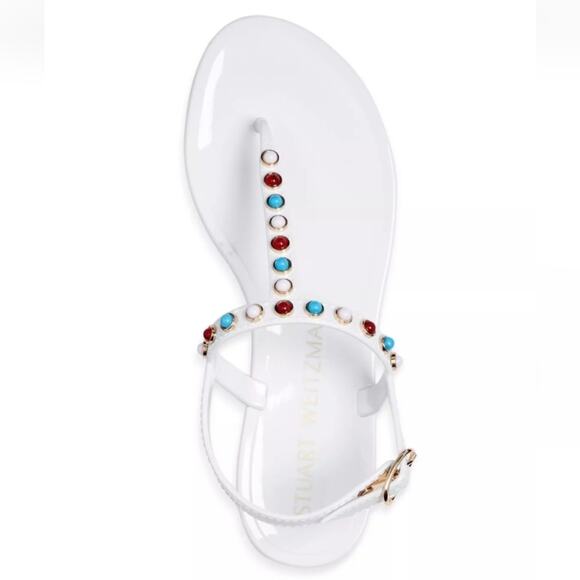 Stuart Weitzman Sawyer Charm Jelly Sandals White 8 - Picture 2 of 11